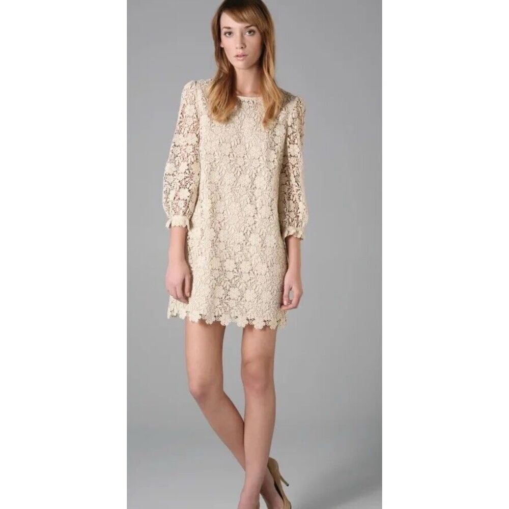 Juicy Couture white floral crochet embroidered dress women’s sz 4 beachy coastal